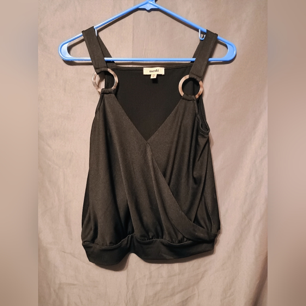 Meraki Black Ring Top  Sleeveless Top